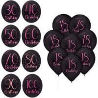 Ballons en latex Elegant Pink avec numéros - 8 unités