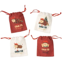 Sac cadeau de 15 x 12 x 1 cm sur le thème du Tió de Nadal - 1 unité