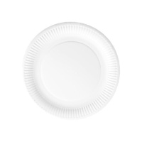 Assiettes rondes de 20 cm en carton blanc biodégradable avec bordure - 50 pcs.