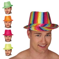 Chapeau de gangster avec paillettes de couleur