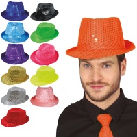 Chapeau de gangster avec paillettes de couleur