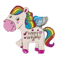 Ballon Licorne Joyeux Anniversaire 114 cm - Grabo