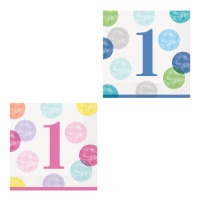 Serviettes de table pour le 1er Anniversaire 16,5 x 16,5 cm - 16 pcs.