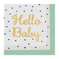 Serviettes de table Hello Baby 16,5 x 16,5 cm - 16 unités