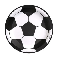 Assiettes ballon de football noir et blanc 18 cm - 8 pcs.