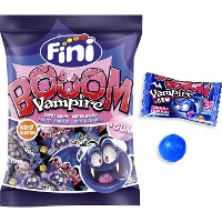 Bonbon qui colore la langue avec chewing-gum - emballage individuel - Fini booom vampire - 65 gr