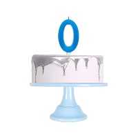 Grande bougie d'anniversaire chiffre 0 bleue métallisée de 11,5 cm