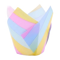 Capsules de papier tulipe pour muffins à rayures arc-en-ciel - PME - 24 unités