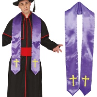 Étole violette de prêtre à croix dorées