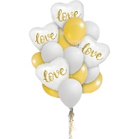 Bouquet de ballons en forme de coeurs blancs Love - 16 unités