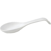 Repose-cuillères blanc en porcelaine gravée