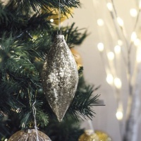 Décoration de Noël argentée en forme de larme 17 cm - 12 pcs.