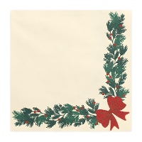 Serviettes 16,5 cm motif Noeud de Noël - 20 unités