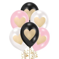 Ballons en latex avec coeur 27 cm - Amscan - 6 pcs.