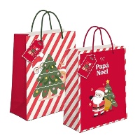 Sac cadeau de Noël rouge de 14 x 11,5 x 6,7 cm - 1 unité