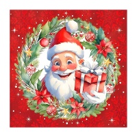 Serviettes de table de Noël avec Père Noël, 16,5 x 16,5 cm - 20 pièces