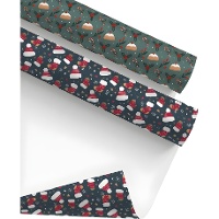 Papier cadeau motif bonnets et étoiles 2 x 0,70 m - 1 unité