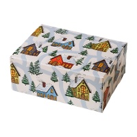 Boîte à friandises sur le thème du paysage hivernal de 18 x 13,5 x 7,5 cm