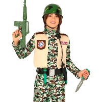 Ceinture avec accessoires et casque de militaire pour enfant