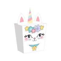 Boîte en carton de chat licorne - 8 pcs.