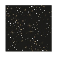 Serviettes de table noires avec étoiles 16,5 x 16,5 cm - 30 pcs.
