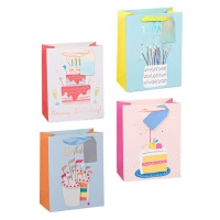 Sac cadeau 23 x 18 x 10 cm assorti Happy Birthday cake - 1 pc.