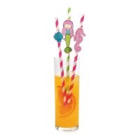 Pailles sirène 20 cm - 8 pcs.