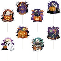Picks pour cupcakes Halloween assortis 6 x 9 cm - Dekora - 48 pièces