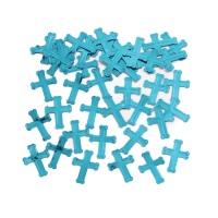 Confettis de première communion croix bleues de 14 g