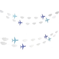 Guirlande nuage et avion Bon Voyage - 2,5 m