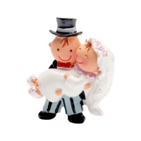 Aimant Pit & Pita Bride & Groom de 5 cm avec la mariée dans les bras