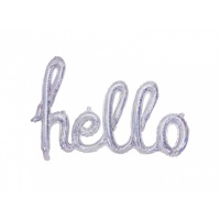 Ballon holographique argenté Hello letter 72 x 45 cm - PartyDeco