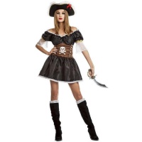 Costume de pirate noir et marron pour femme