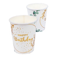 Gobelets Floral Joyeux Anniversaire - 8 unités