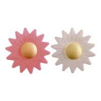 Galettes de fleurs blanches et roses 4,5 cm - Dekora - 100 unités