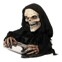 Squelette et plateau avec lumière et son de 45 x 35 cm