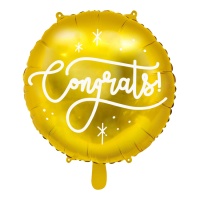 Ballon rond or Congrats 35 cm - PartyDeco