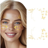 Bijoux adhésifs pour le visage - Papillons dorés