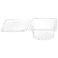 Récipient en plastique transparent de 1 L avec couvercle à charnière - 1 pcs.