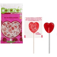Mini sucettes en forme de coeur - emballage individuel - coeur de caramel de Cerdán - 200 unités