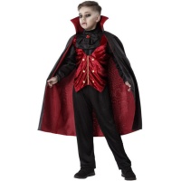 Costume de comte Dracula rouge et noir pour enfants
