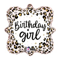 Ballon d'anniversaire fille rose imprimé animal 35 cm - Grabo