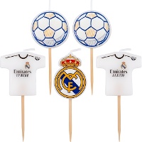 Lot de 5 bougies Real Madrid - logos et ballons