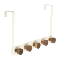 Porte?manteau sur porte 5 crochets crème en acacia