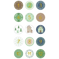 Autocollants de numéro pour calendrier de l'Avent ronds - 60 unités