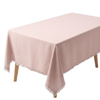 Nappe de 2,00 x 1,40 m en tissu naturel avec franges
