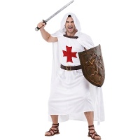 Costume de chevalier templier avec capuche pour homme