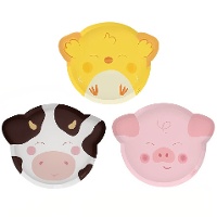 Assiettes de la ferme poussin, vache et cochon de 20 cm - 6 unités