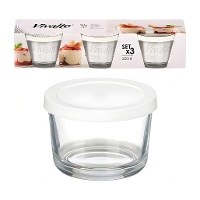 Boîte alimentaire en verre 0,20 L (200 ml) avec couvercle blanc - lot de 3