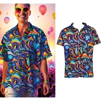 Chemise de déguisement psychédélique à motif champignons pour homme